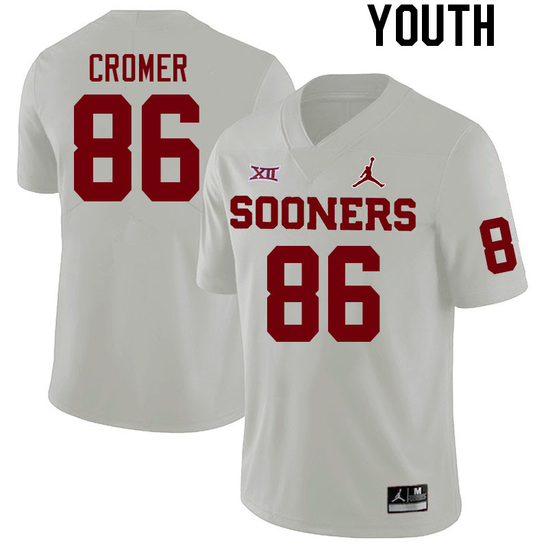 Youth #86 Patrick Cromer Oklahoma Sooners College Football Jerseys Stitched Sale-White - Click Image to Close